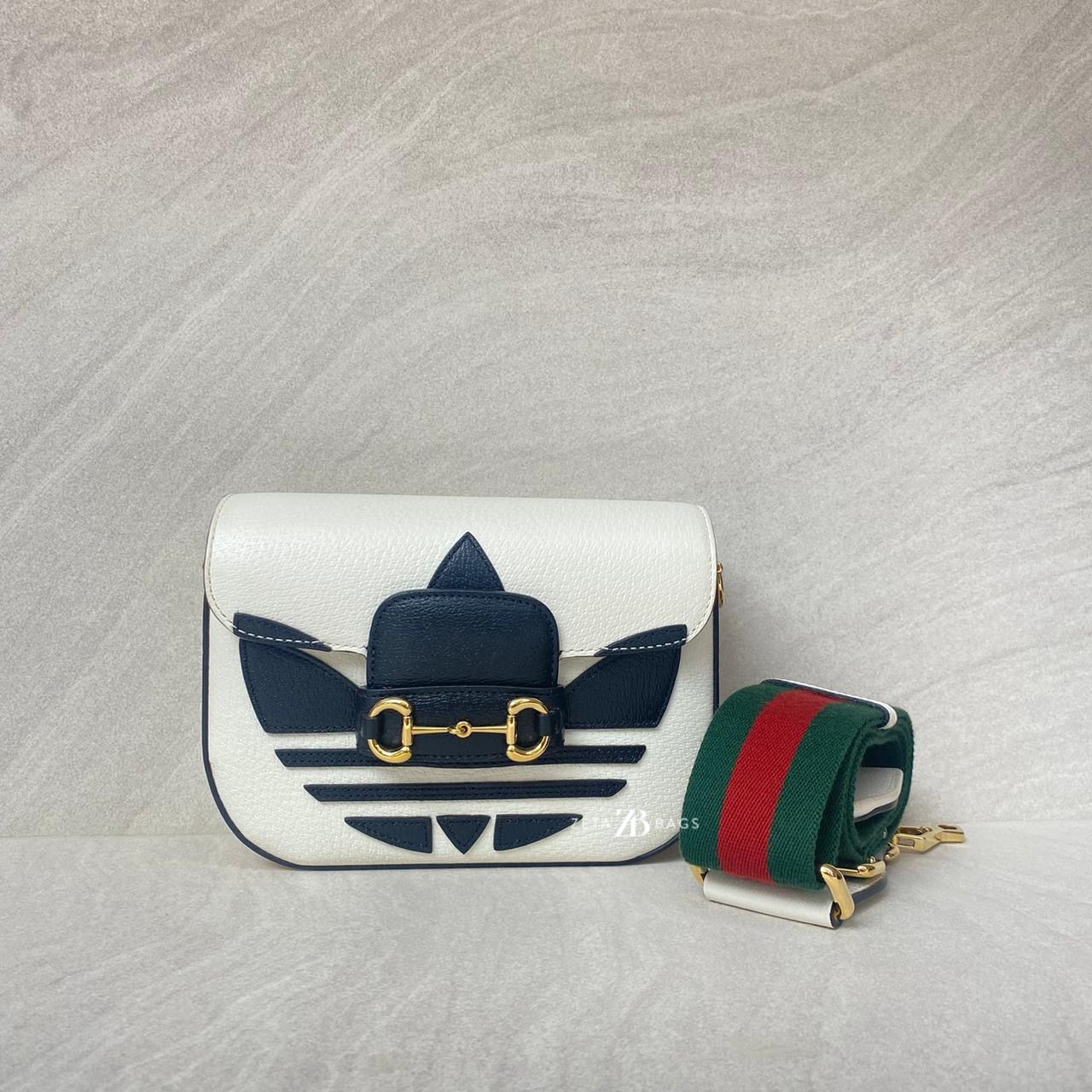 Gucci Horsebit Mini Bag X Adidas Leather White Black GHW