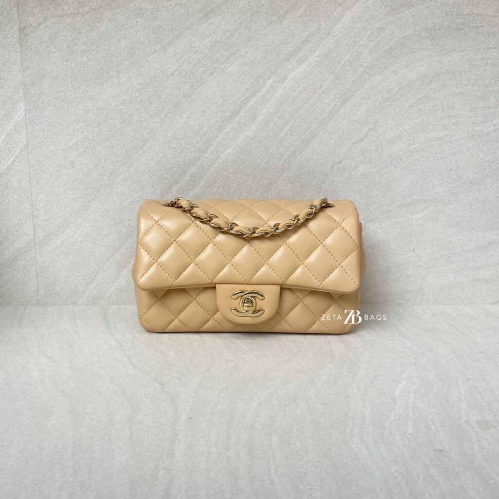 Chanel Mini Rectangle Beige Lambskin GHW