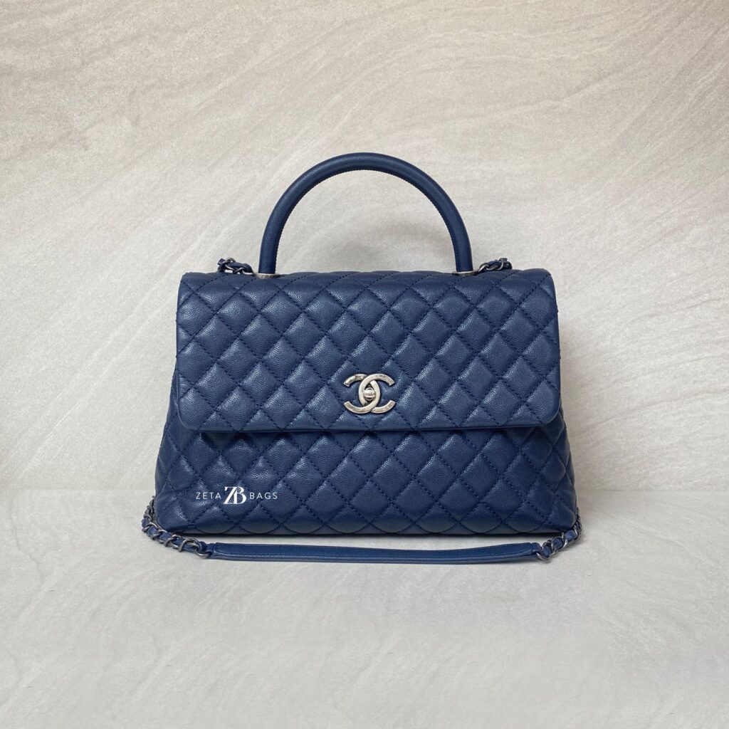 Chanel Coco Handle Large Caviar Navy RHW