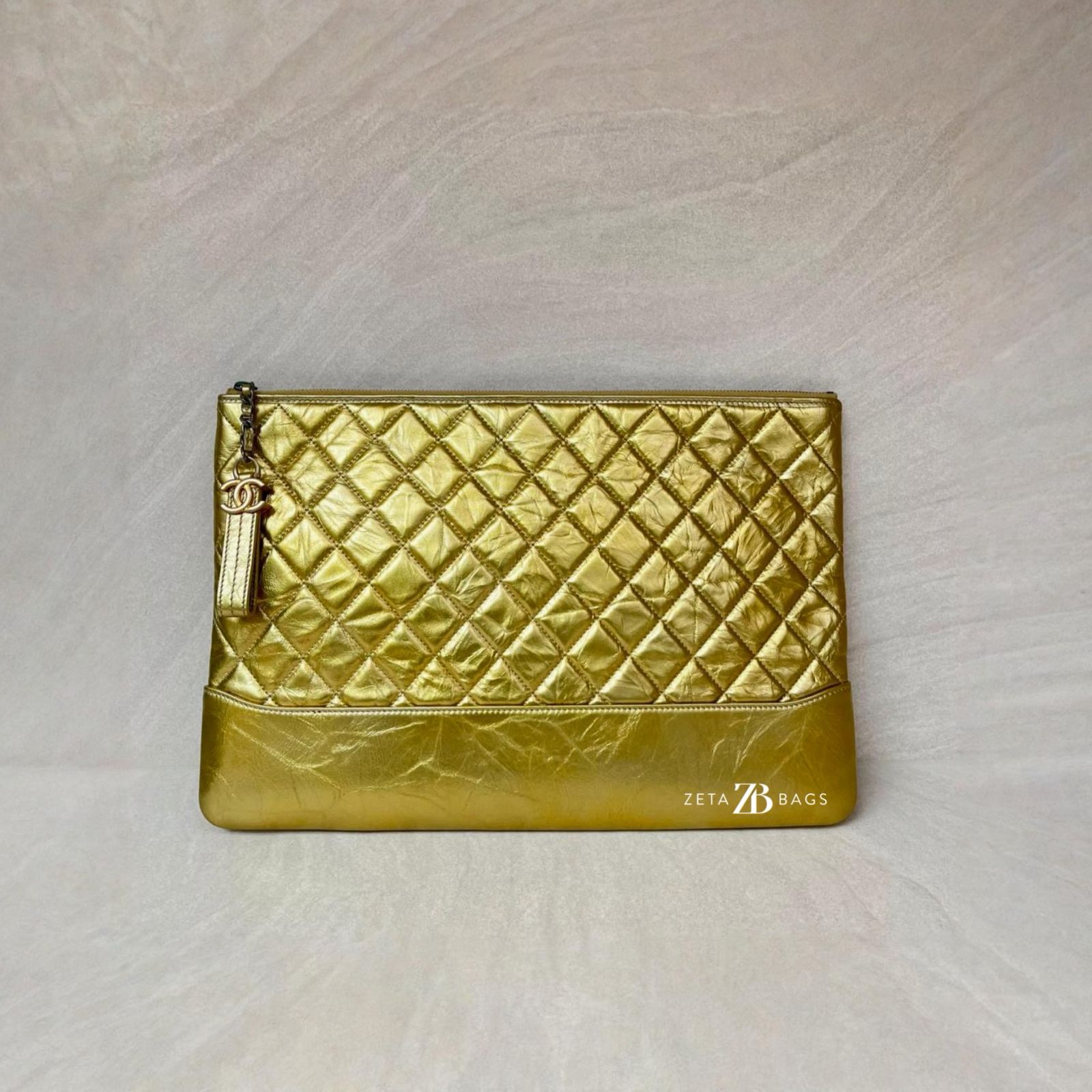 Chanel Gabrielle O Case Wrinkled Gold GHW