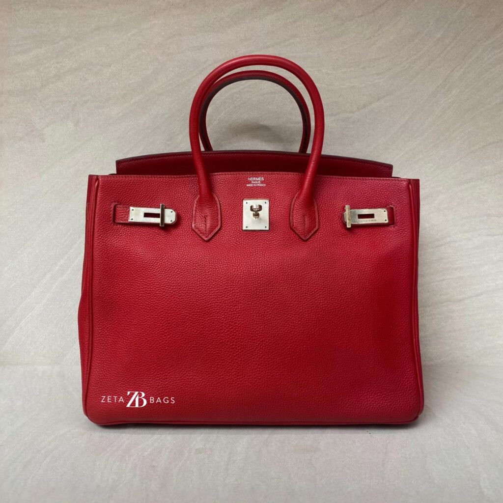 Hermes Birkin 35 Clemence Vermillon PHW
