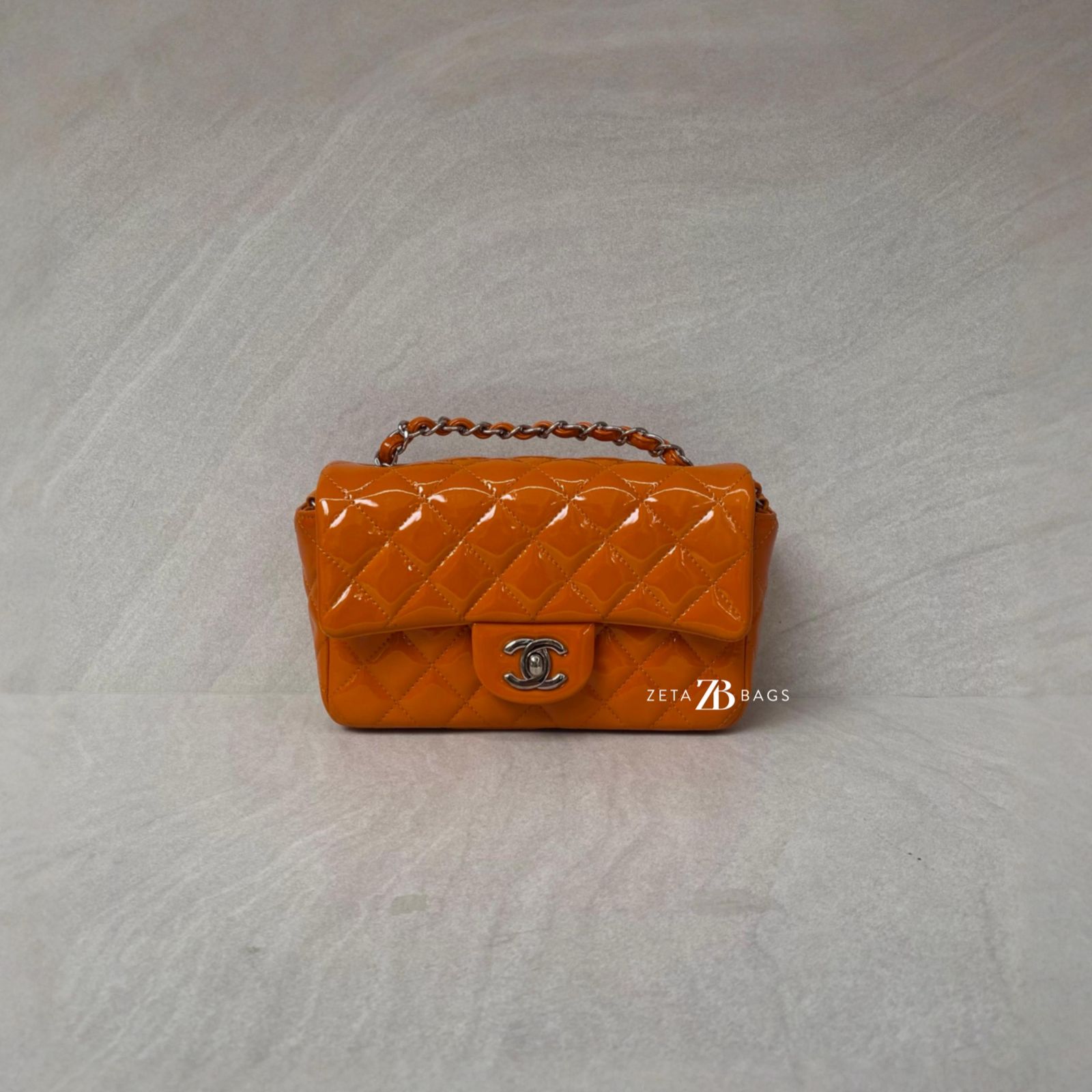 Chanel Mini Rectangle Patent Orange SHW