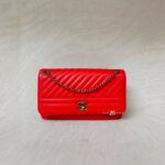 Chanel Flap Bag Caviar Red Orange GHW
