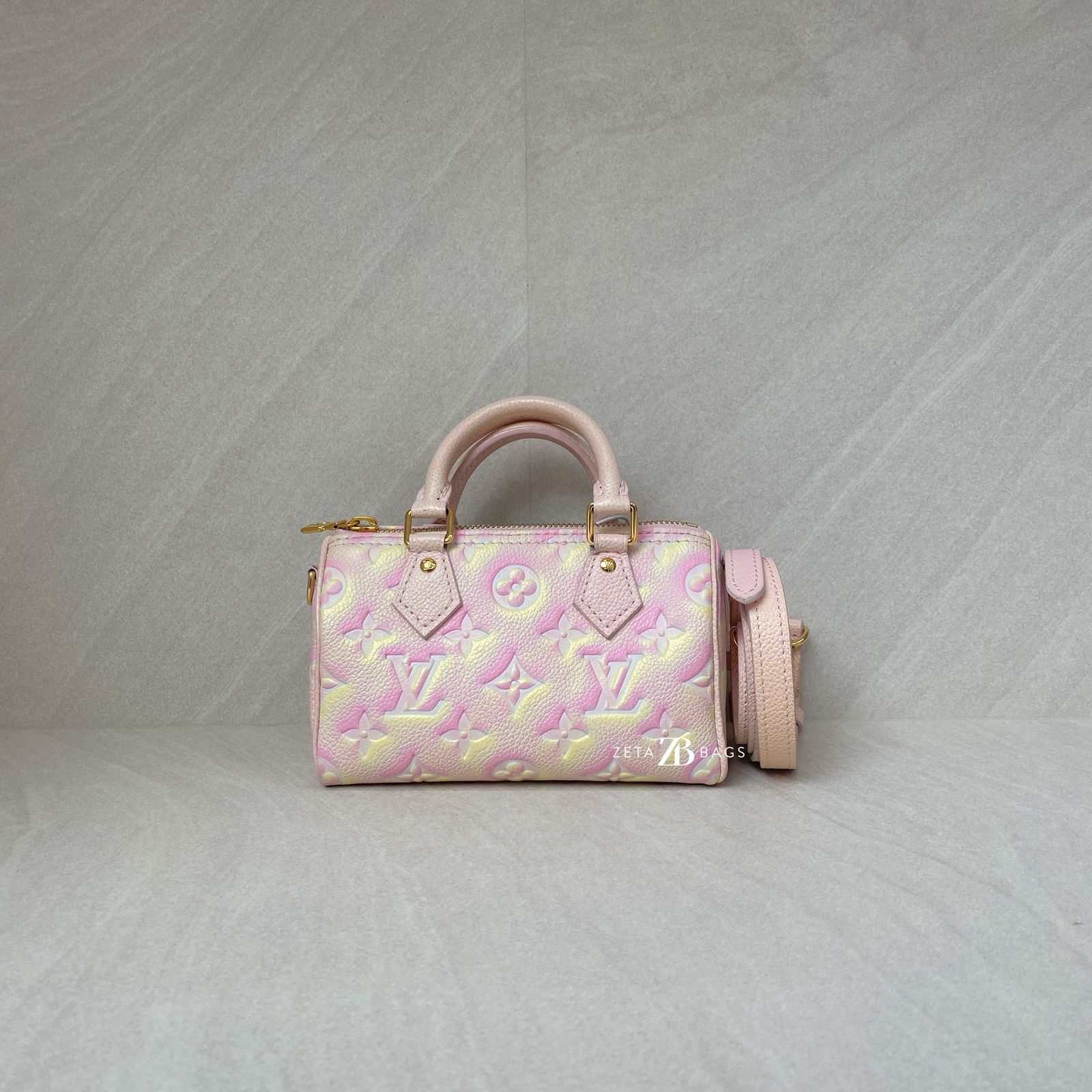 Louis Vuitton Nano Speedy Monogram Empreinte Pink White GHW
