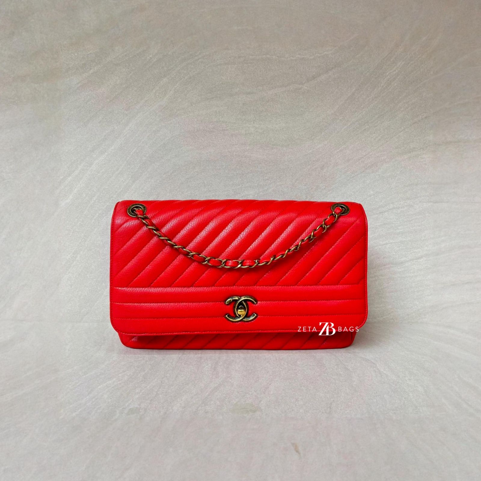 Chanel Flap Bag Caviar Red Orange GHW