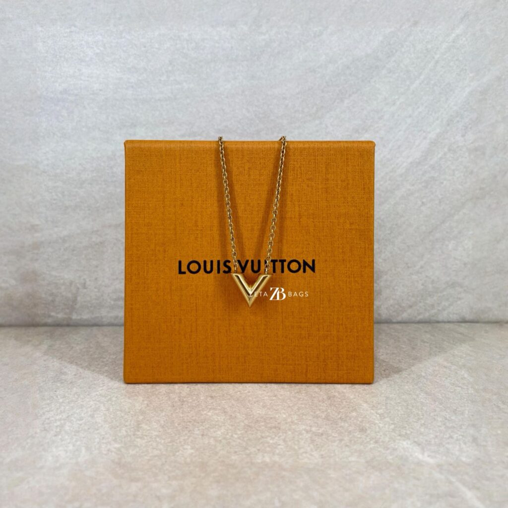 Louis Vuitton Essential V Necklace Gold Tone