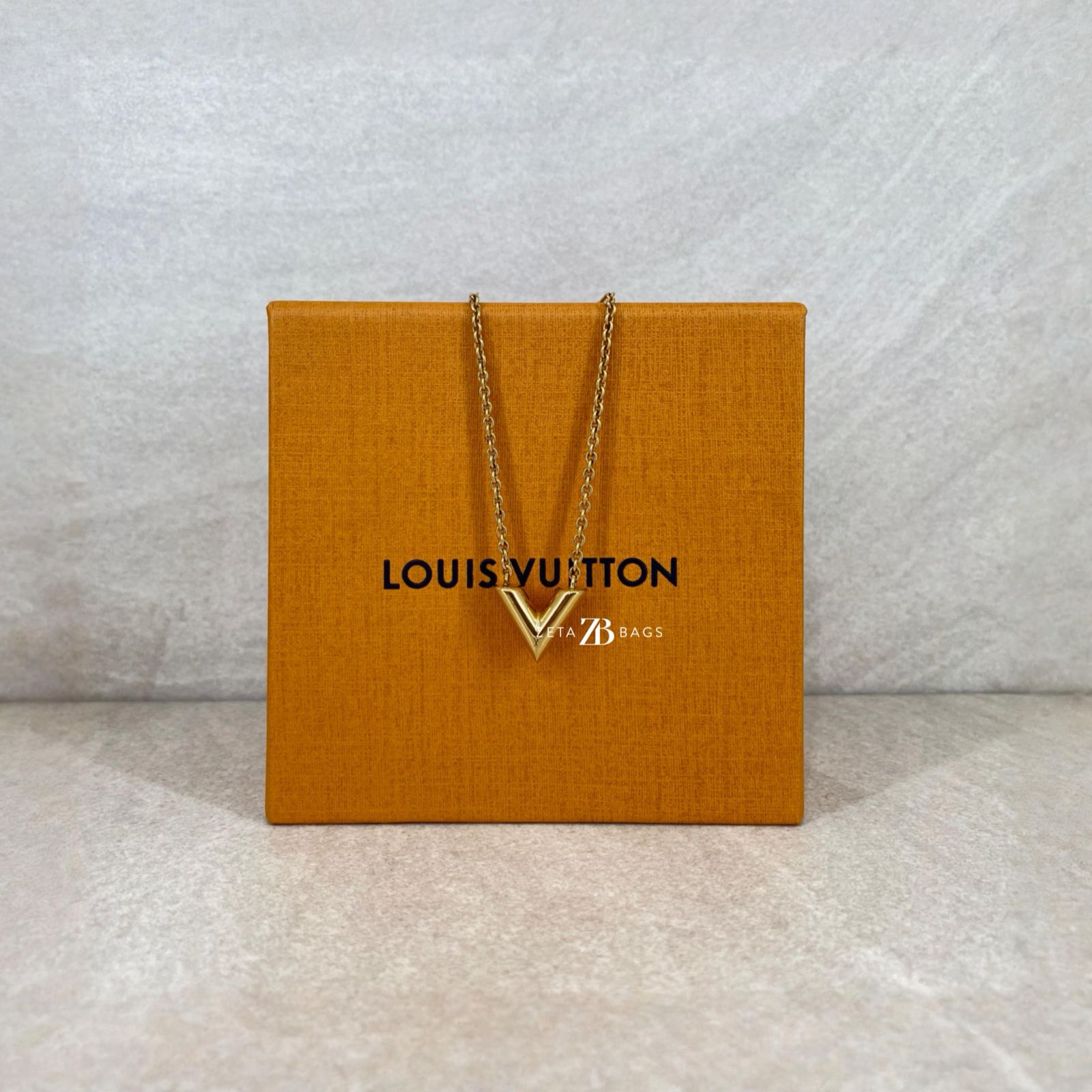 Louis Vuitton Essential V Necklace Gold Tone