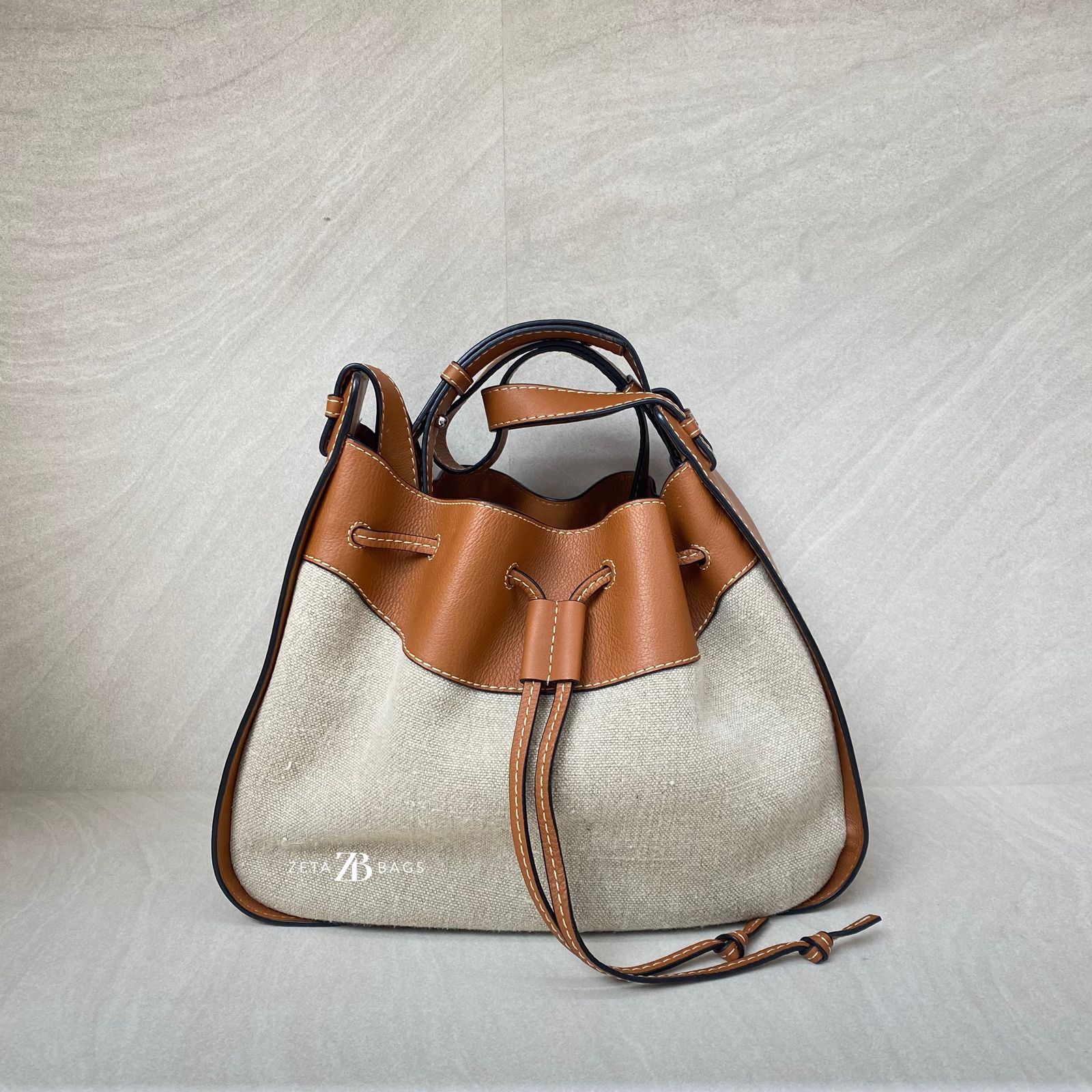 Loewe Hammock Medium Canvas Tan Natural Leather SHW