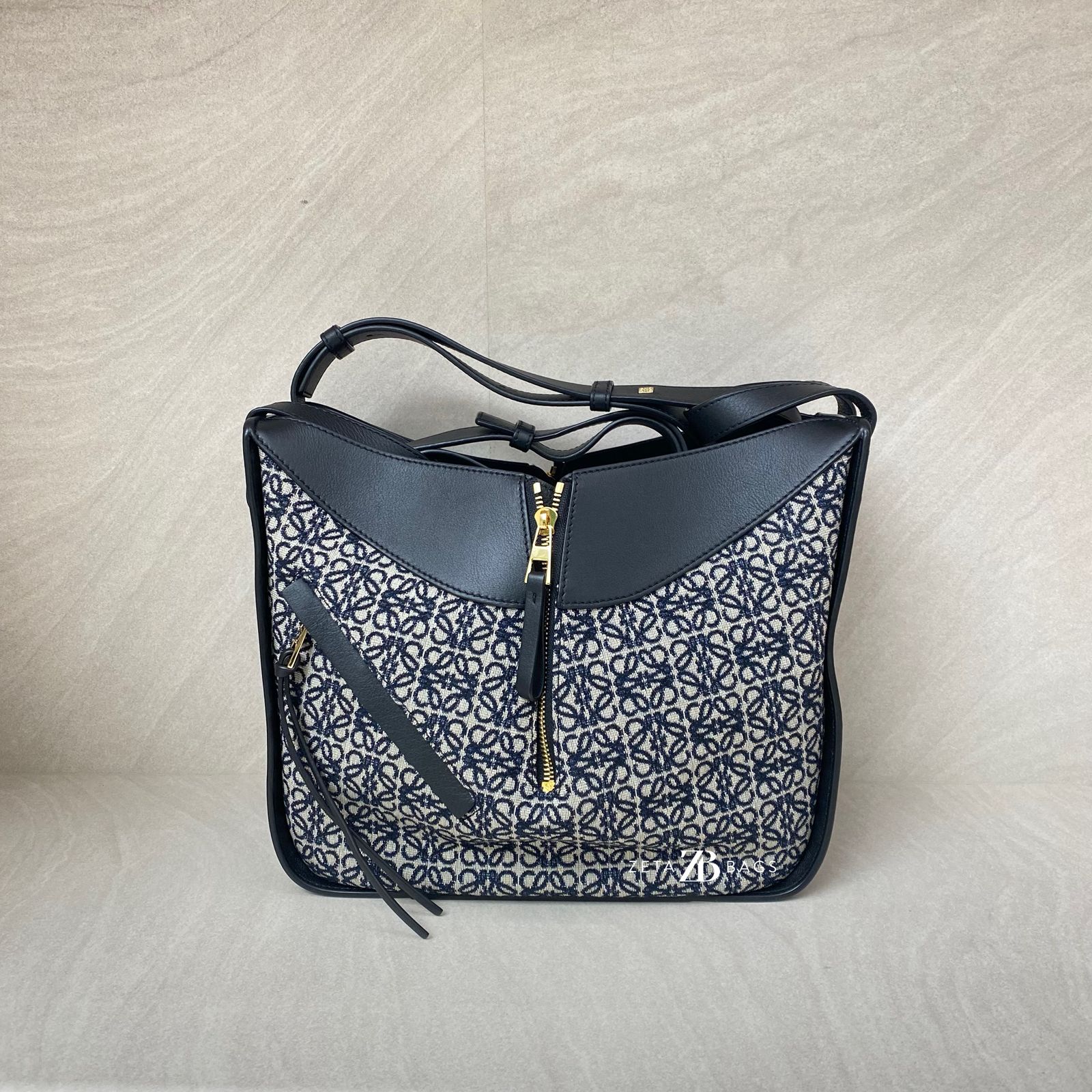 Loewe Small Hammock Bag Navy Anagram Black GHW
