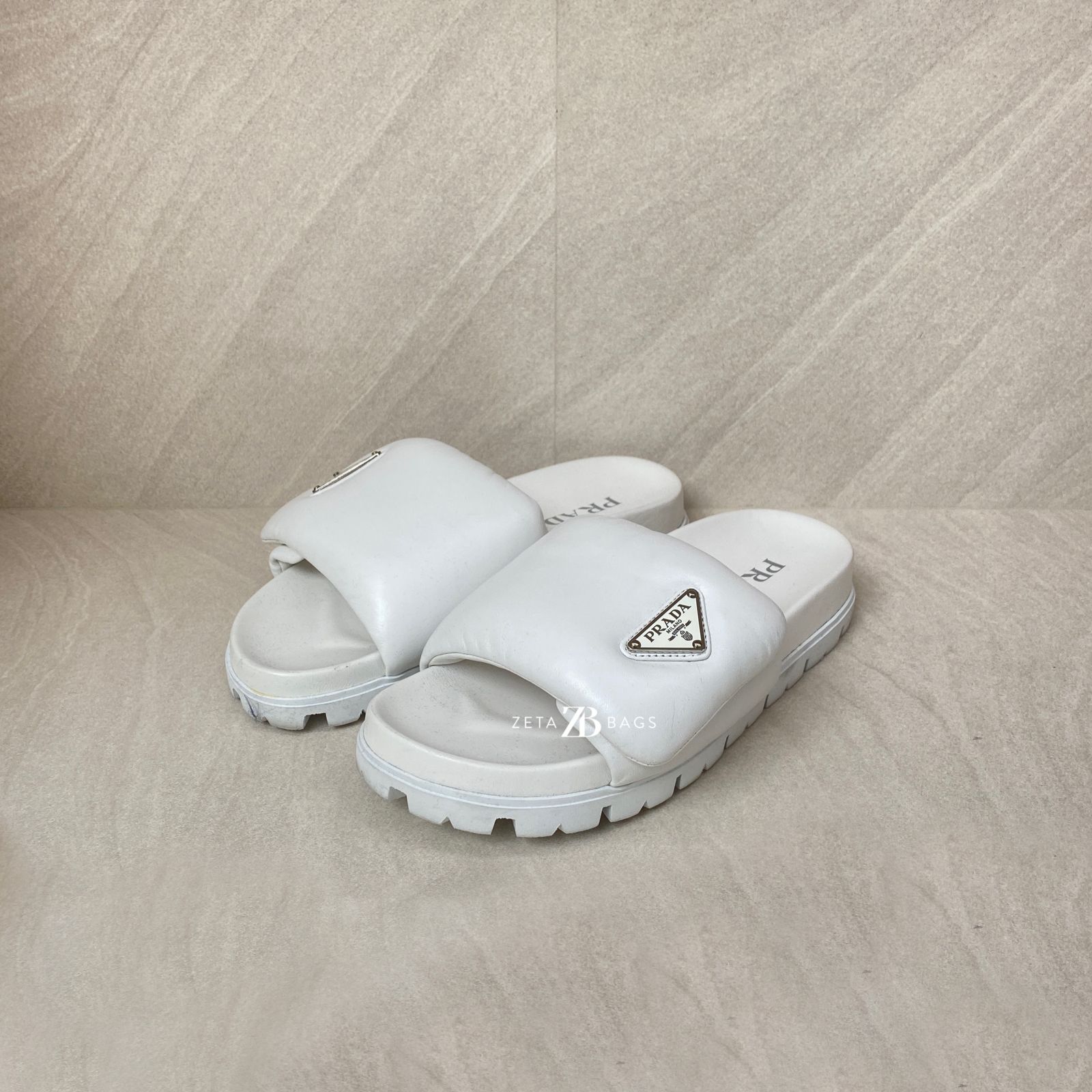Prada Soft Padded Slide White SHW