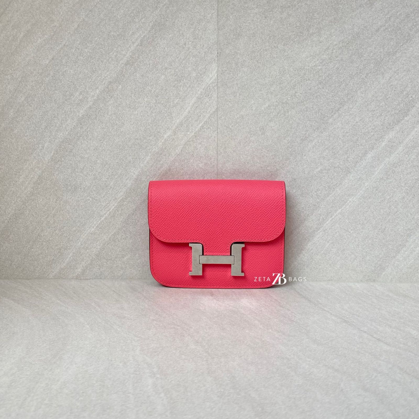 Hermes Constance Slim Compact Rose Azalee PHW