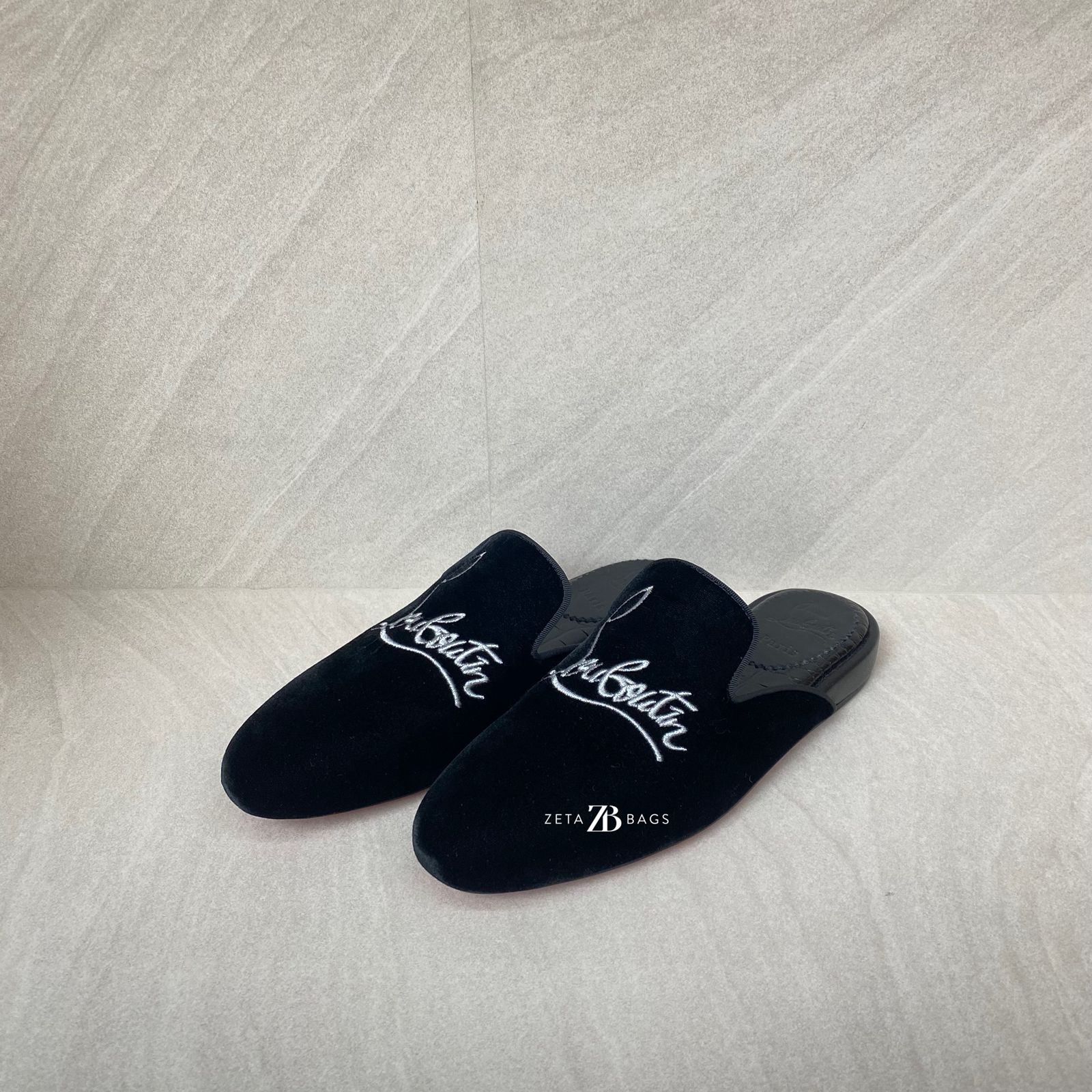 Christian Louboutin Coolito Mules Suede Croco Black
