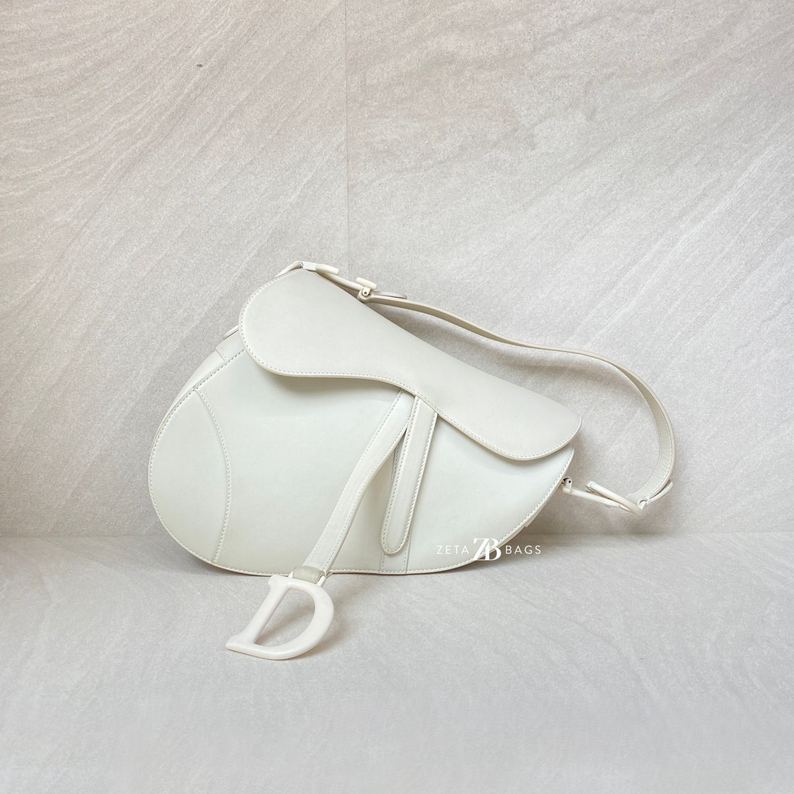 Dior Saddle Medium Leather All White Matte