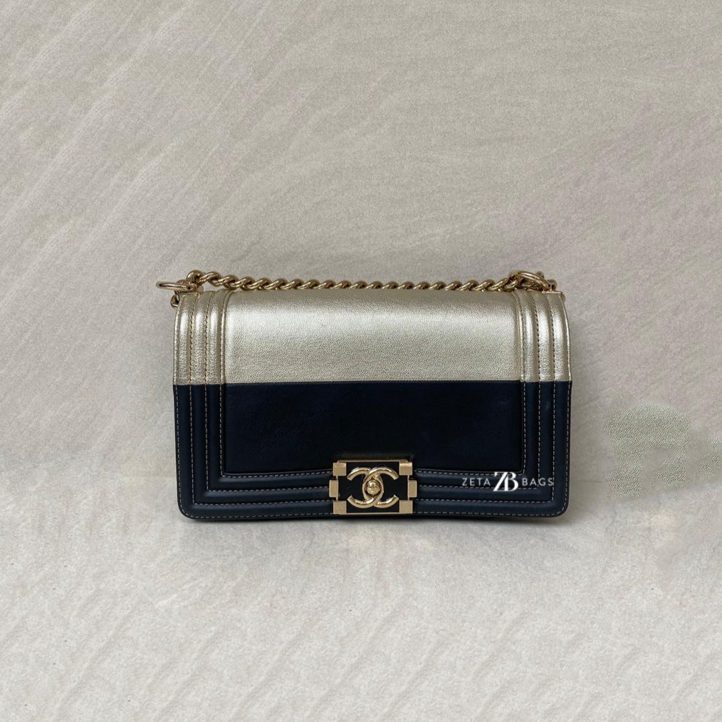 Chanel Boy 25 Bicolor Light Gold Black LGHW
