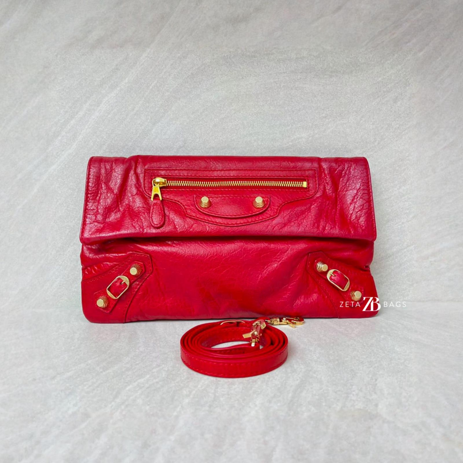 Balenciaga Giant Envelope Clutch Agneau Red GHW