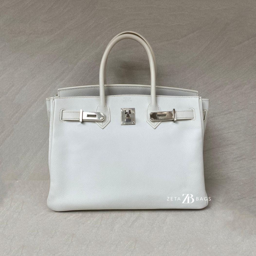 Hermes Birkin 30 Epsom Retourne Blanc PHW