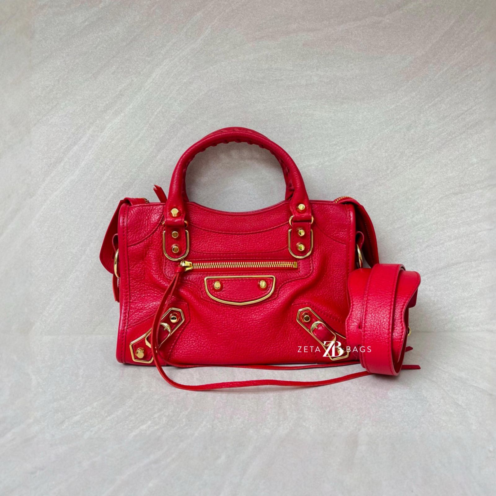 Balenciaga Mini City Edge Chevre Red GHW