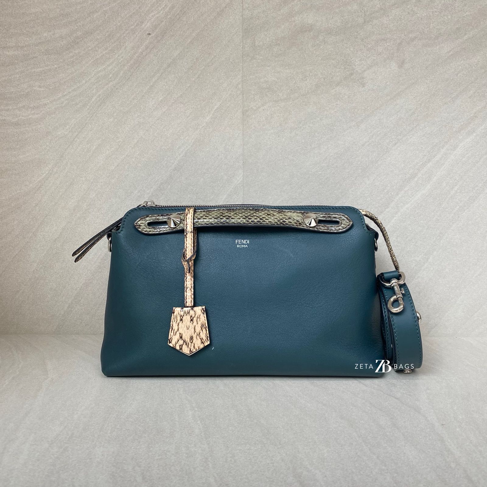 Fendi By The Way Medium Leather Green Snake SHW