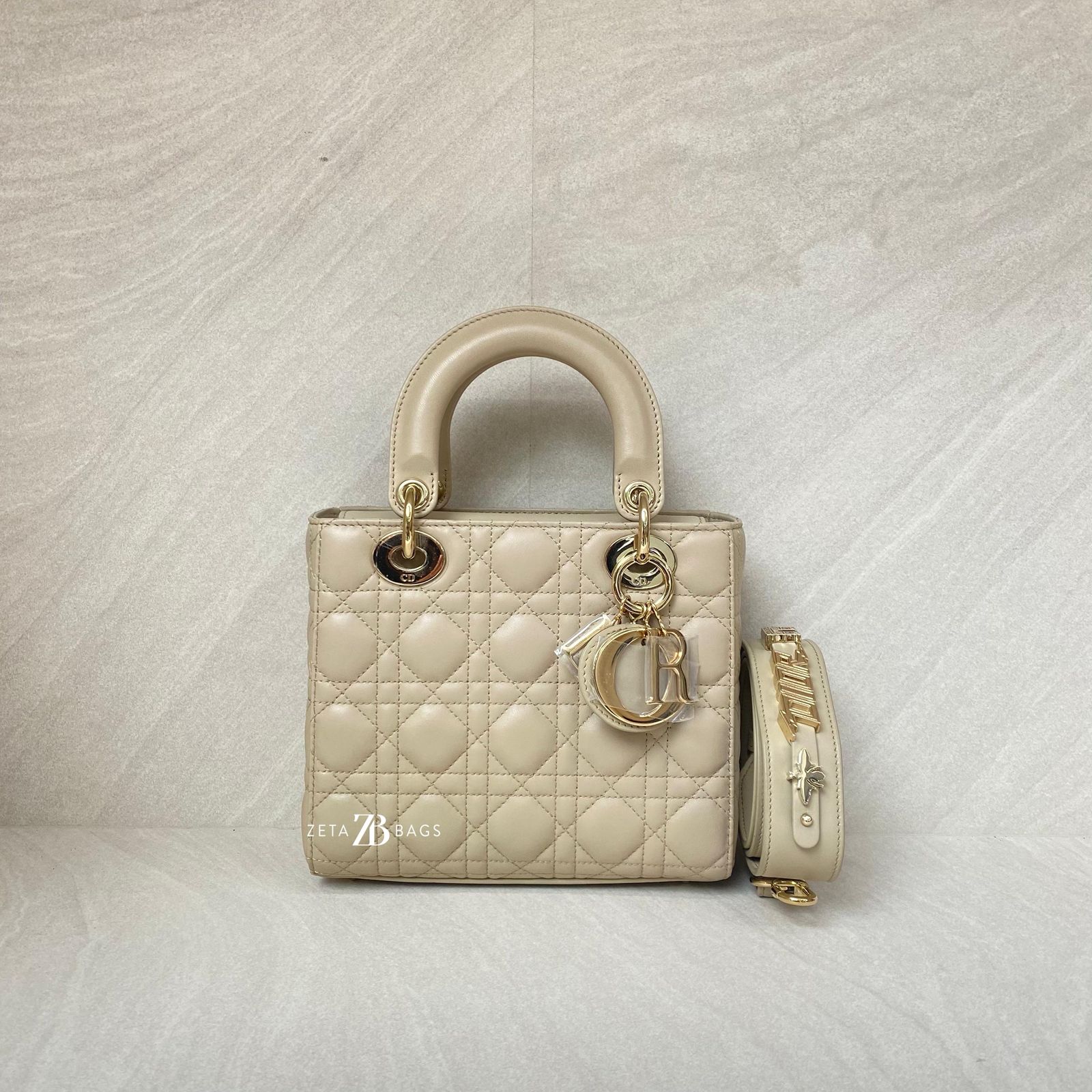 Dior Lady Dior Small Lambskin Sand GHW