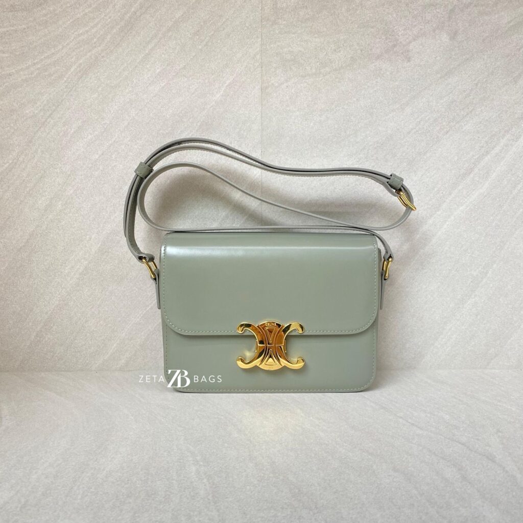 Celine Teen Triomphe Bag Green Clay GHW