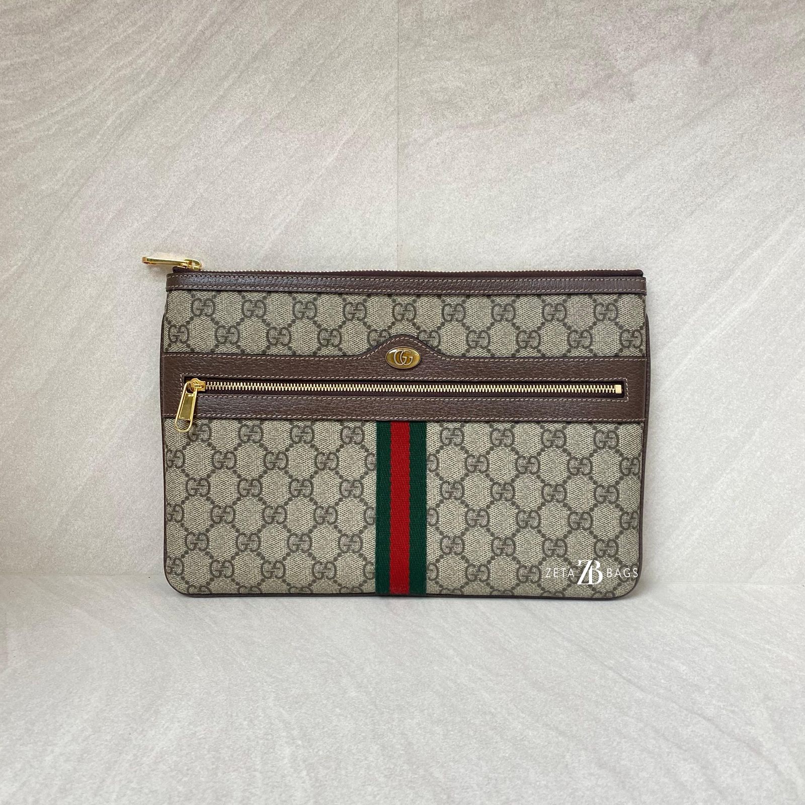 Gucci Ophidia Clutch GG Supreme Brown GHW