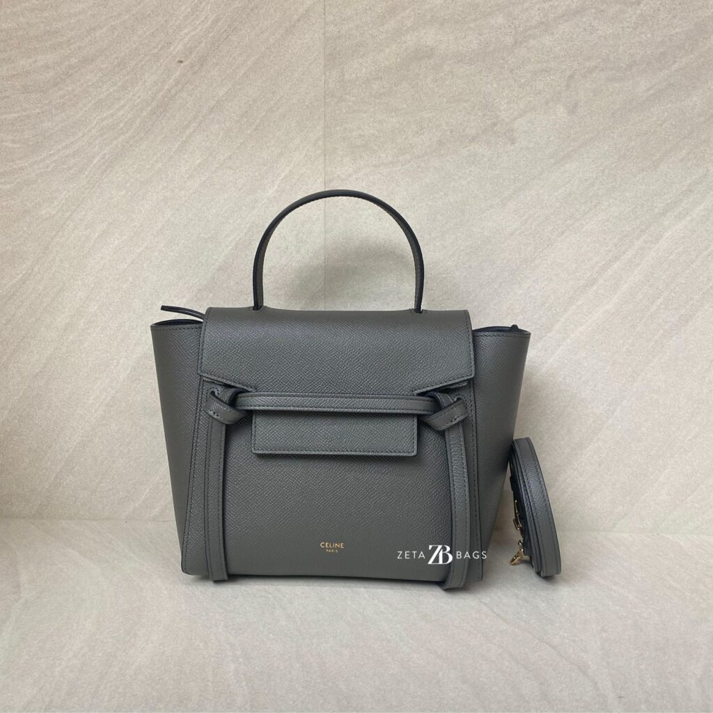 Celine Nano Belt Bag Grained Calfskin Dark Grey GHW