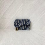 Dior Saddle Card Holder Canvas Blue Oblique