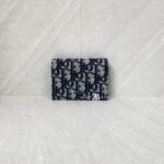 Dior Business Card Holder Canvas Blue Oblique
