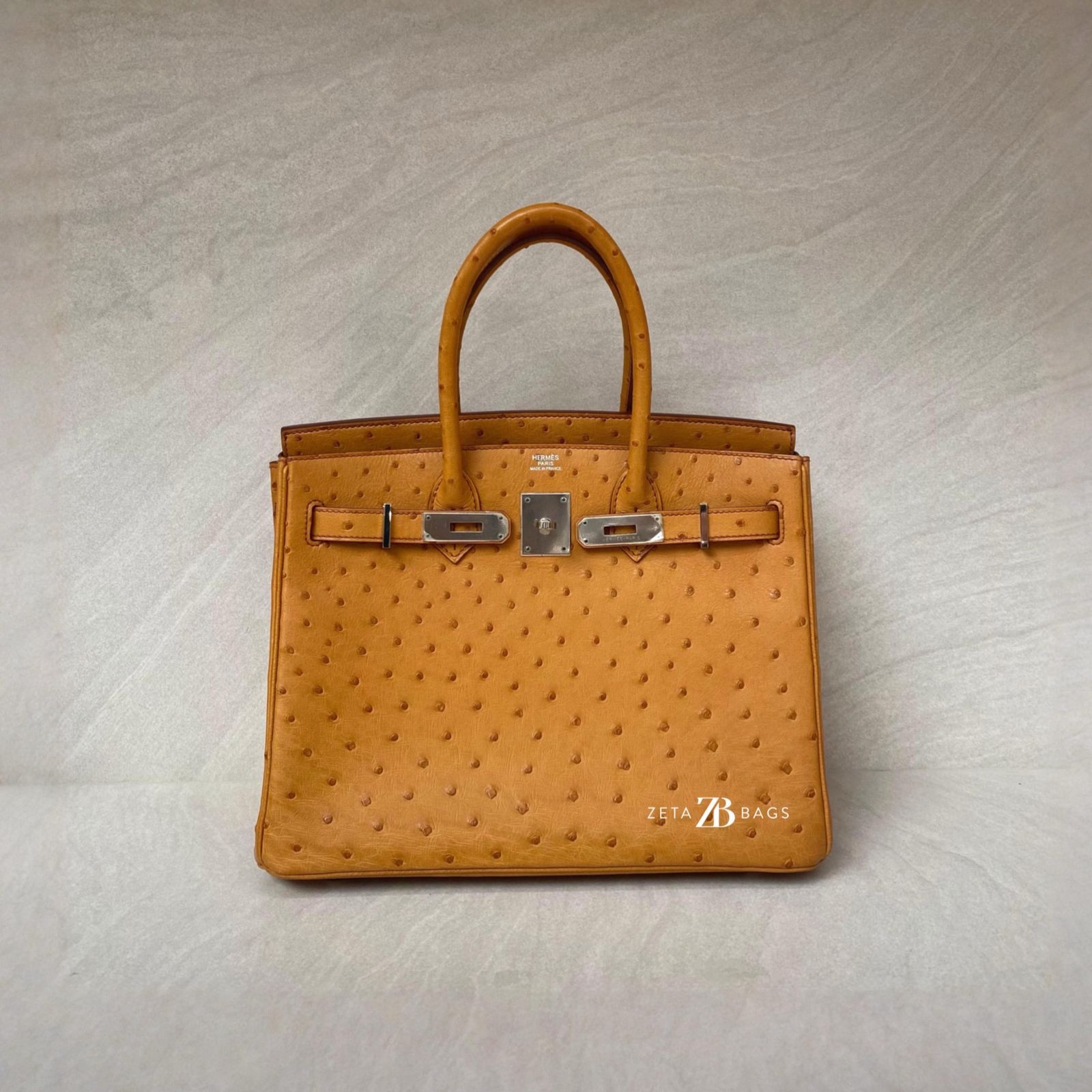 Hermes Birkin 30 Ostrich Tabac Camel PHW