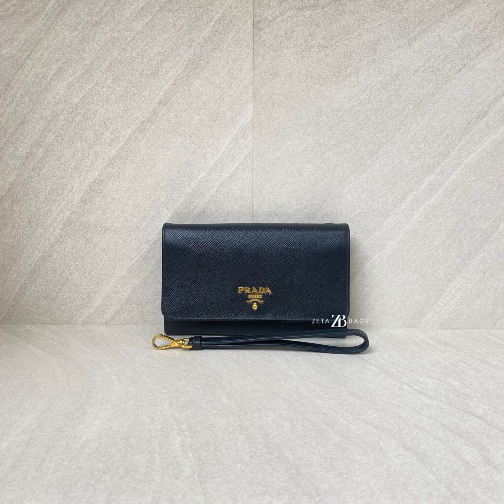 Prada Portafoglio Pattina Saffiano Nero GHW