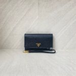 Prada Portafoglio Pattina Saffiano Nero GHW