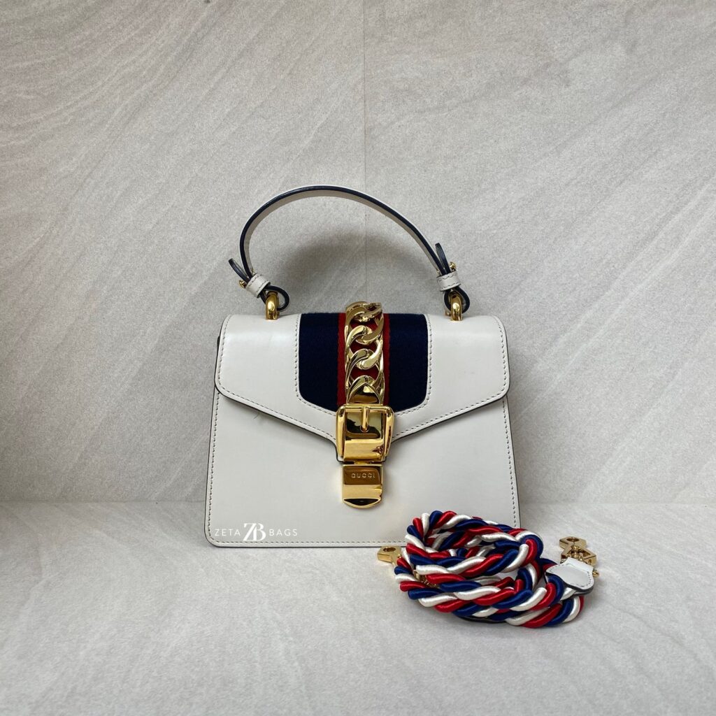 Gucci Sylvie Mini Leather White GHW