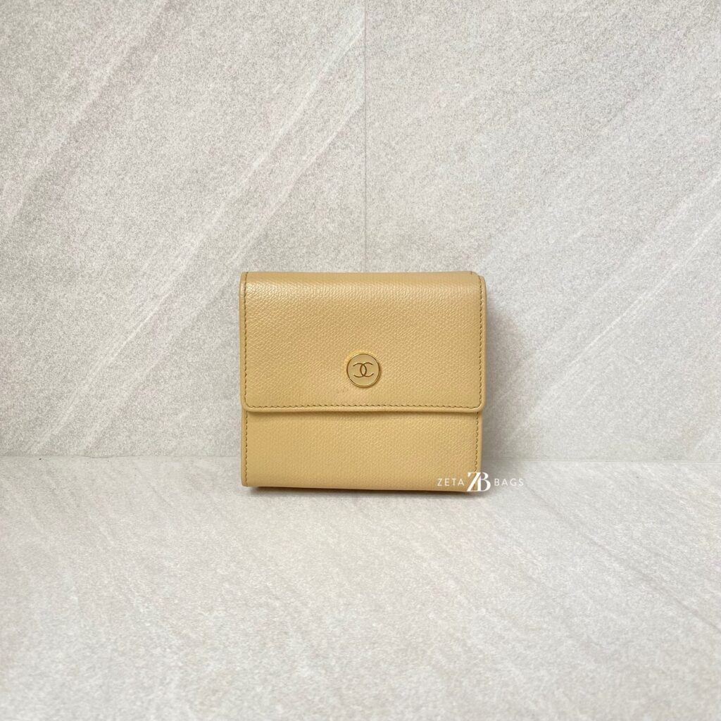 Chanel CC Trifold Wallet Calfskin Beige GHW