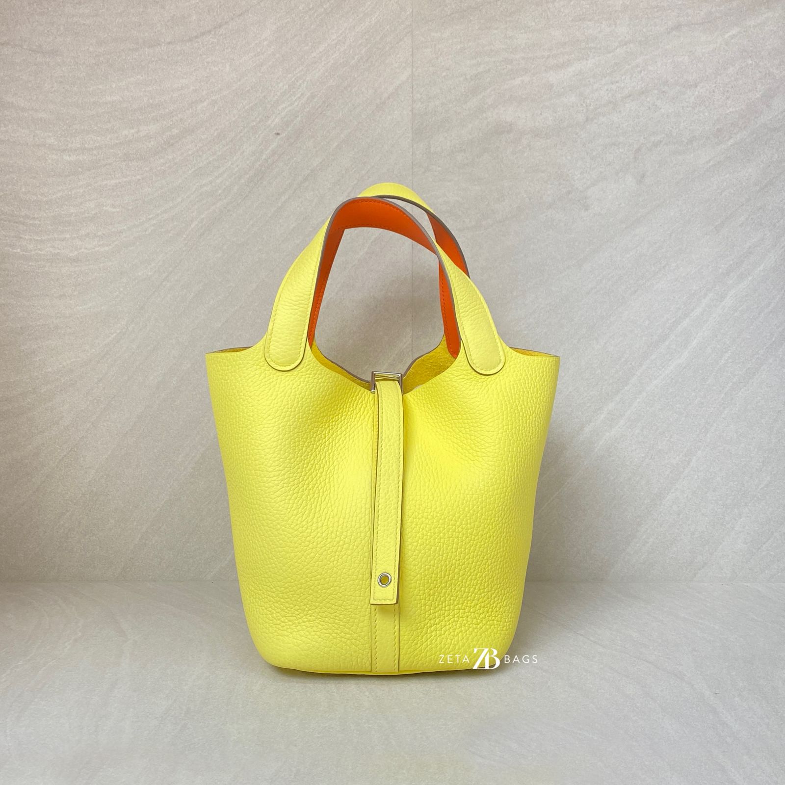 Hermes Picotin 18 Clemence Limoncello/Orange Minium PHW