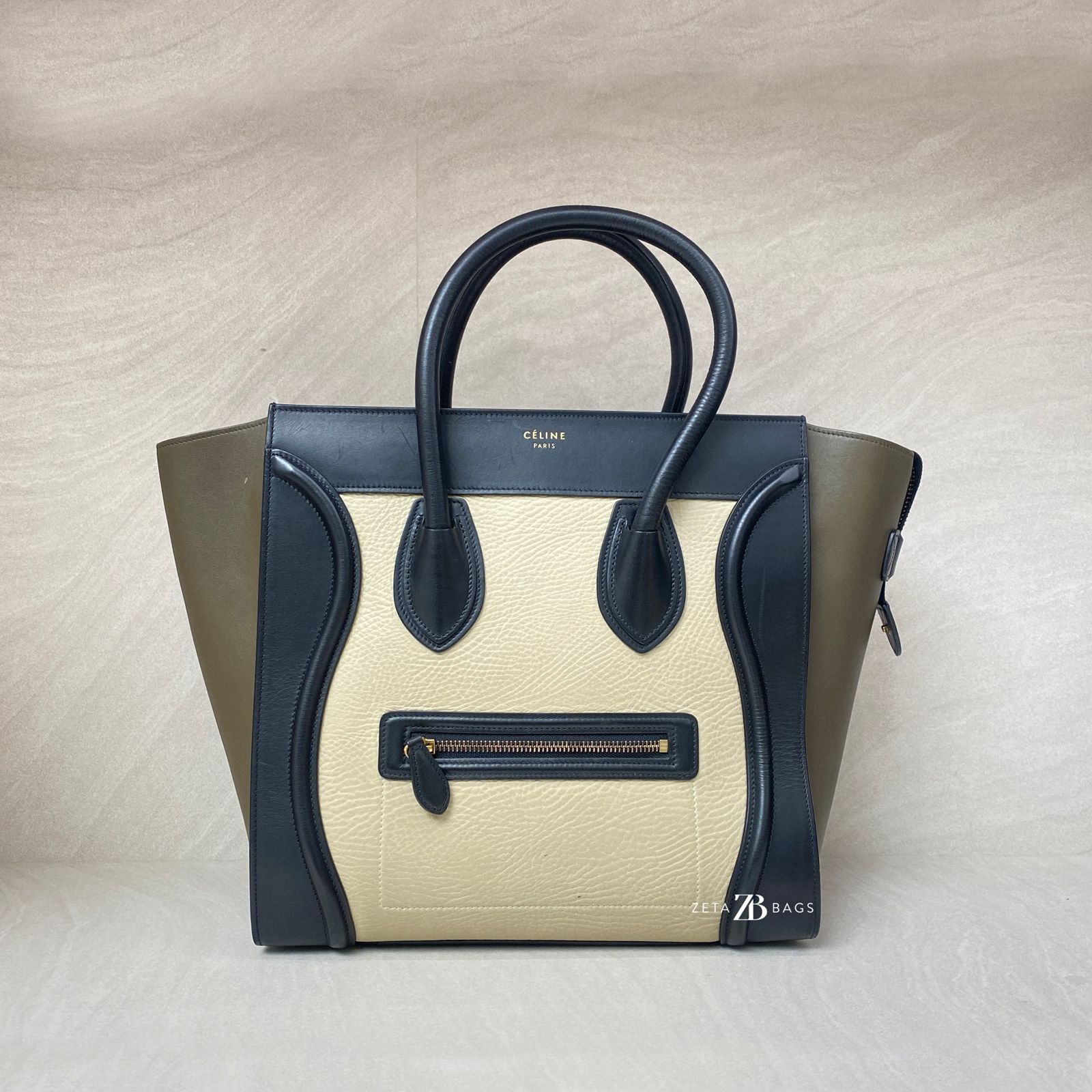 Celine Mini Luggage Multicolor Olive Black GHW