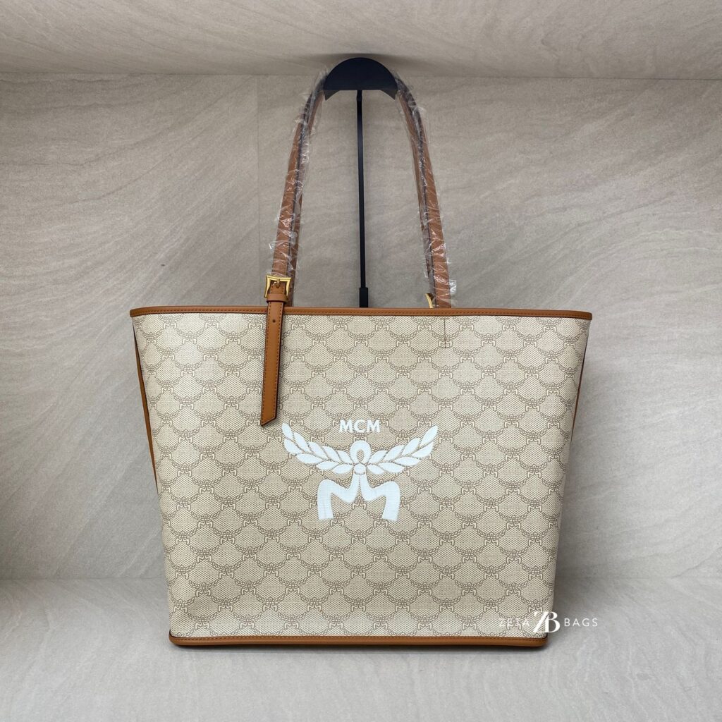 MCM Himmel Tote Shopper Lauretos Beige Outmeal GHW