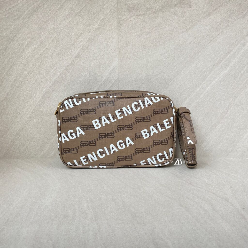 Balenciaga Camera Slingbag BB All Over Logo Brown GHW