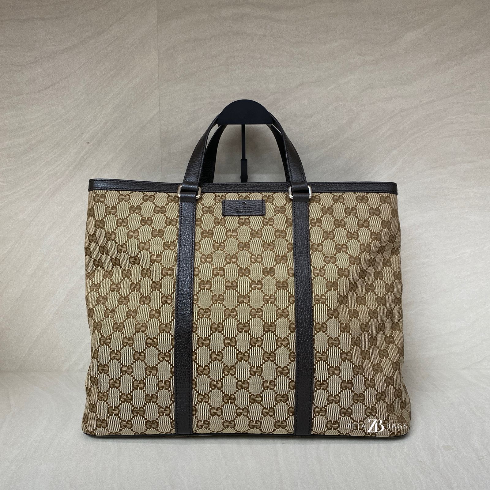 Gucci Large Tote Bag GG Canvas Dark Brown SHW