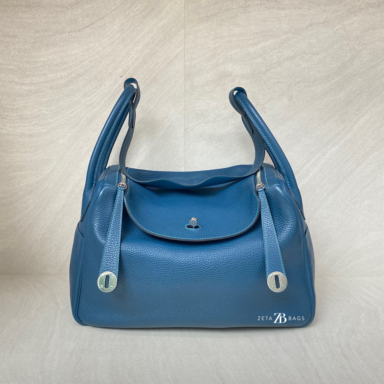 Hermes Lindy 34 Clemence Bleu Colvert/Turquoise Verso PHW