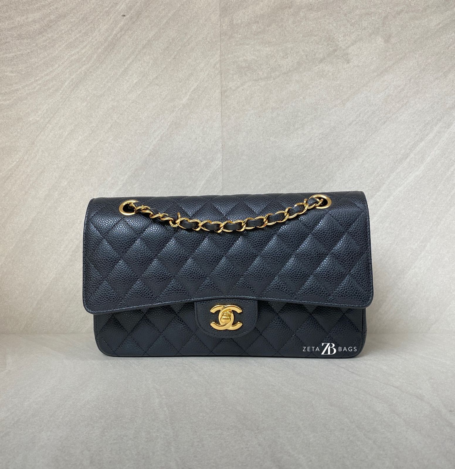 Chanel Medium Classic D Flap Caviar Black GHW