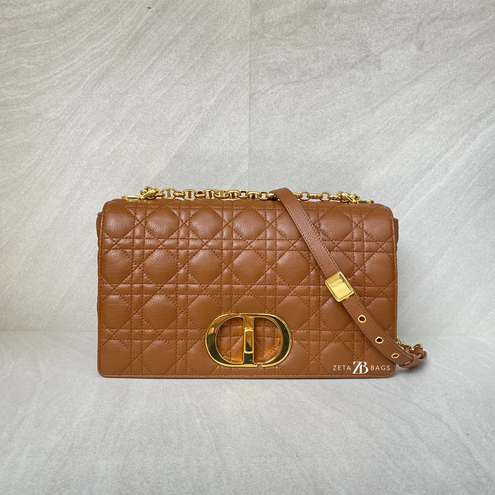 Dior Caro Medium Macrocannage Lambskin Caramel GHW