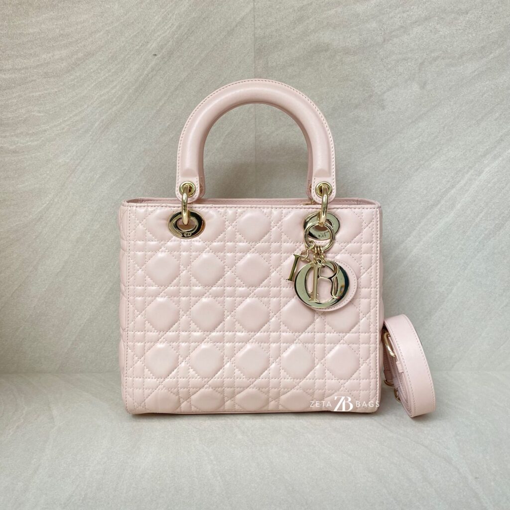 Dior Lady Dior Medium Lambskin Powder Pink GHW