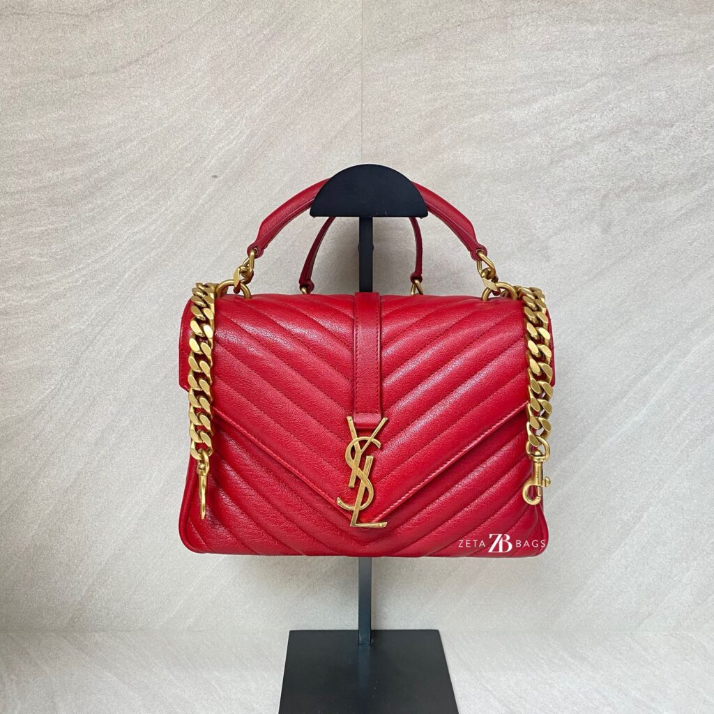 Saint Laurent College Medium Grained Red GHW