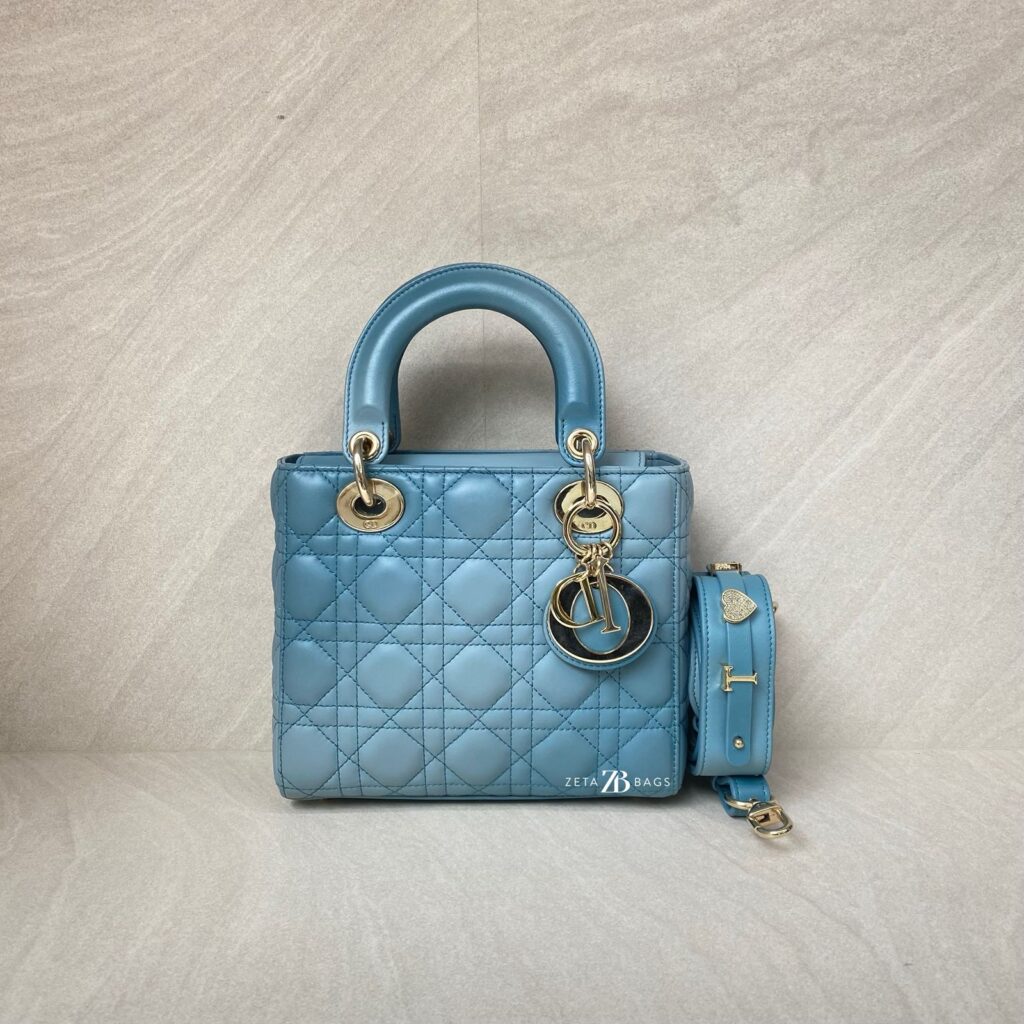 Dior Lady Dior Small Lambskin Cloud Blue GHW