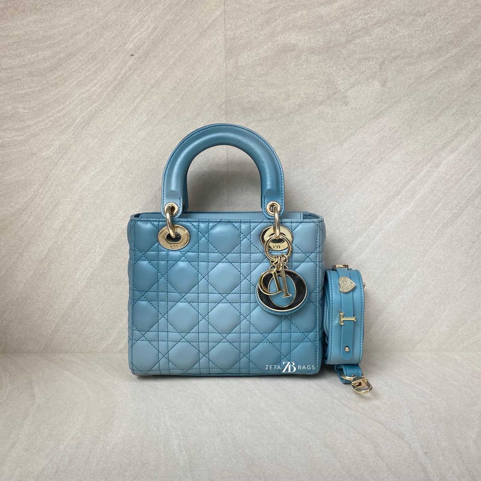 Dior Lady Dior Small Lambskin Cloud Blue GHW