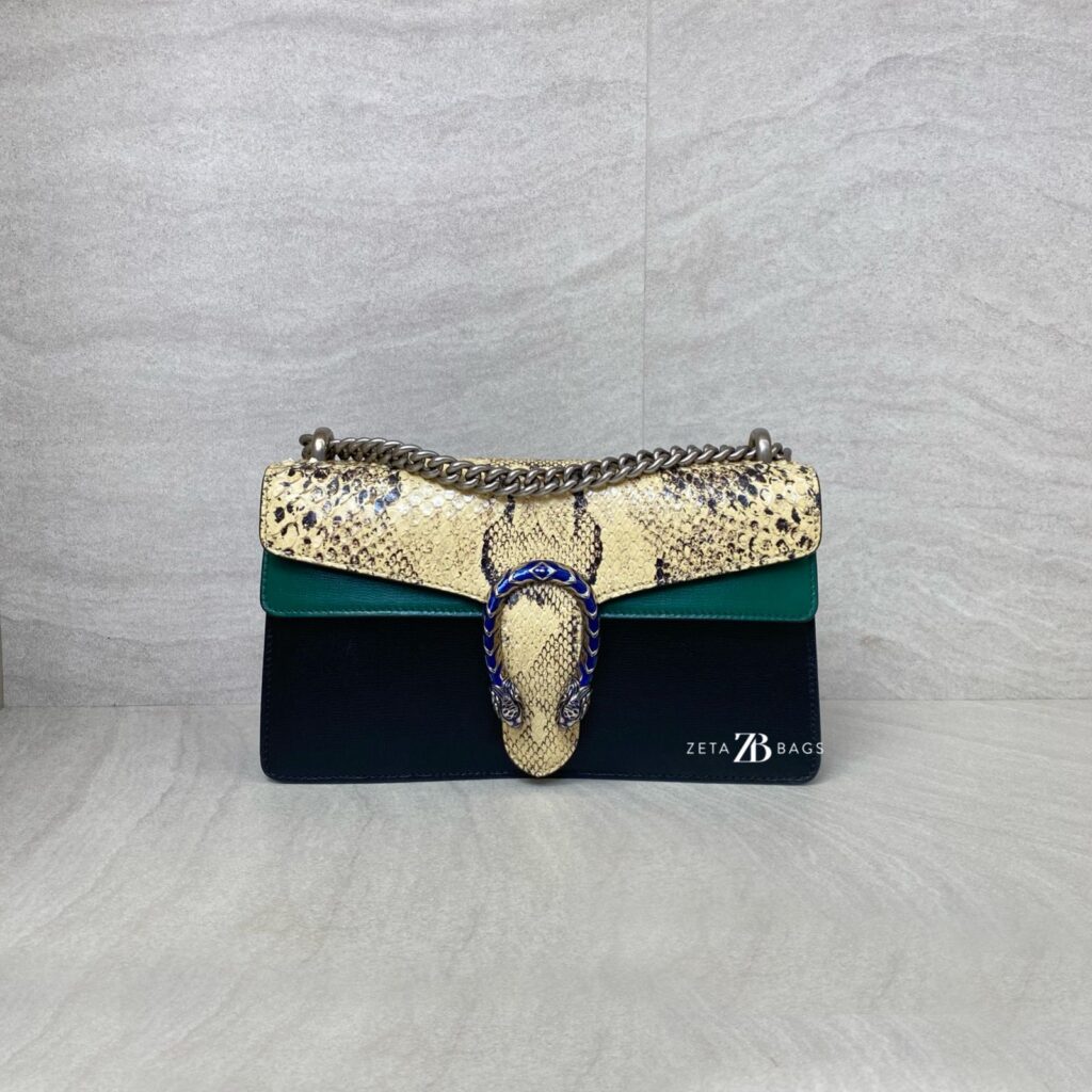 Gucci Dionysus Embossed Snake Skin/Black/Green SHW