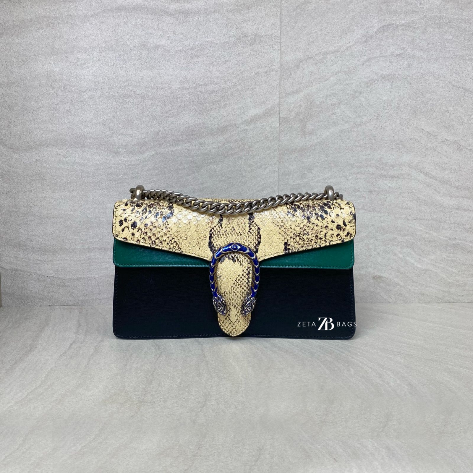Gucci Dionysus Embossed Snake Skin/Black/Green SHW