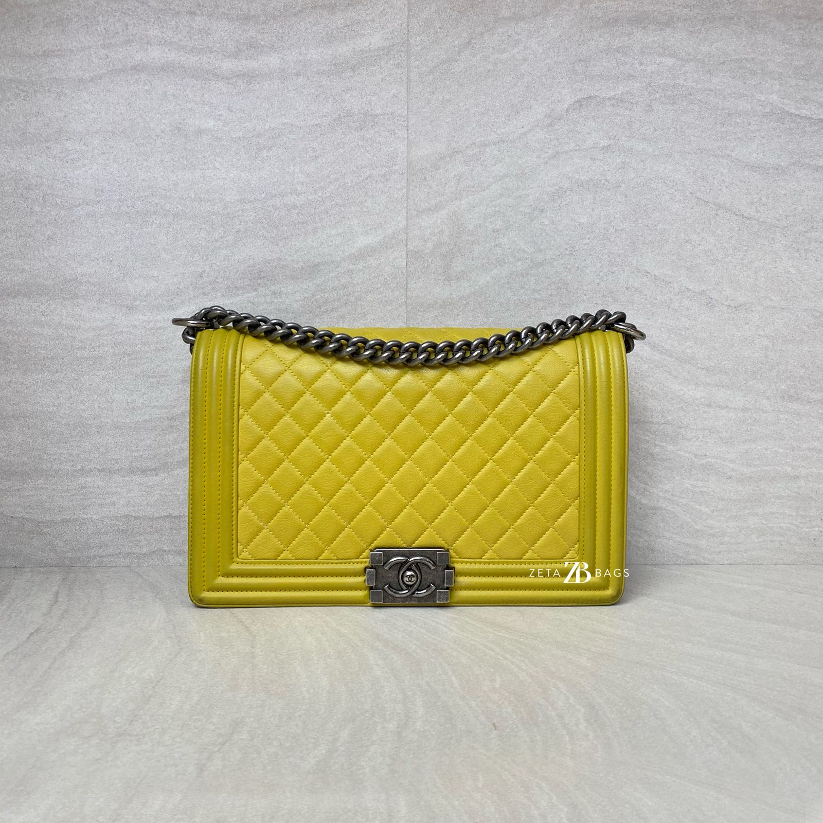 Chanel Boy 28 Lambskin Yellow RHW