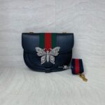 Gucci Crystal Butterfly Leather Black Ophidia GHW