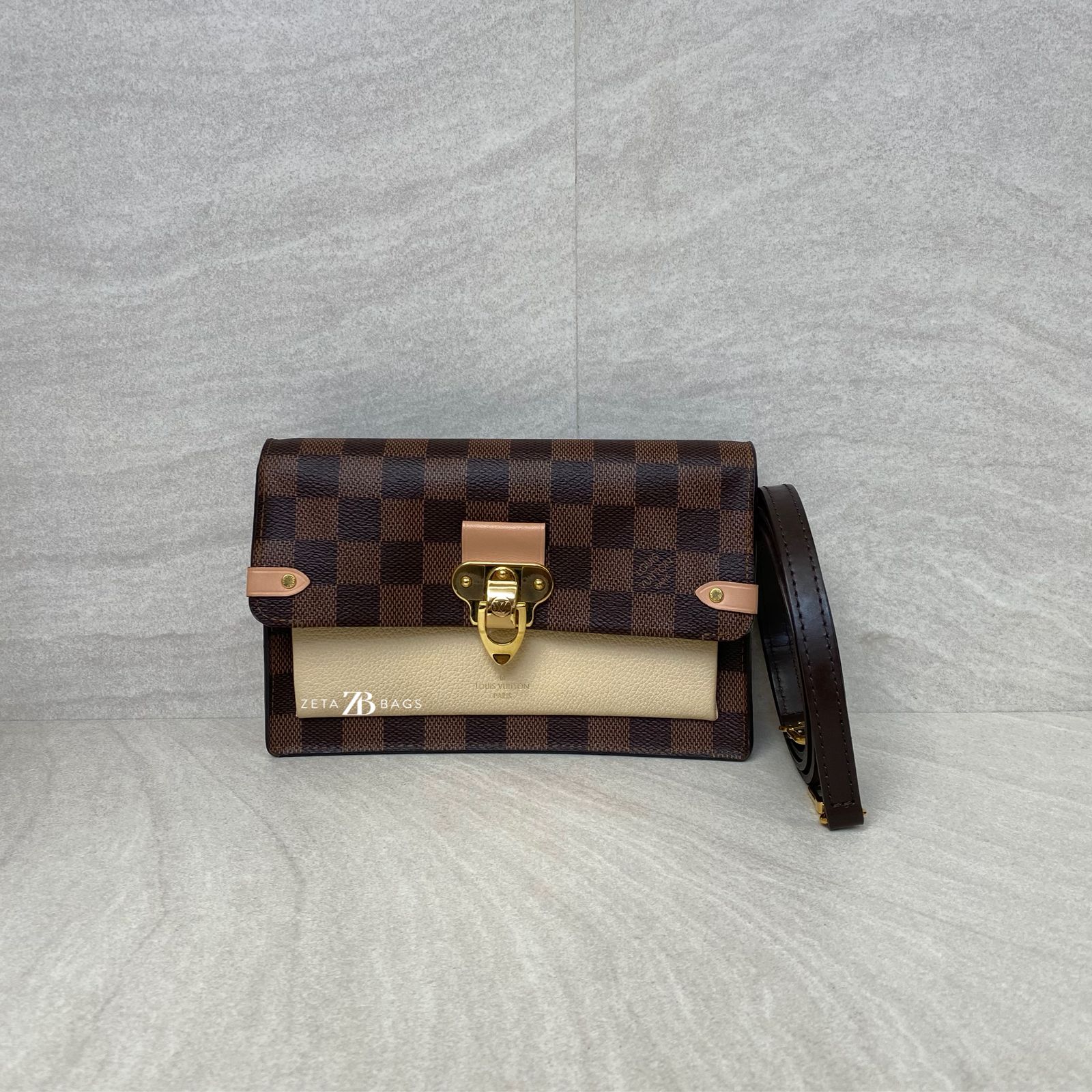 Louis Vuitton Vavin Chain Wallet Damier Ebene Creme Venus GHW
